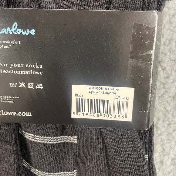 EASTON MARLOWE Men's Shoe Size 10-13 Black White Cotton Polyamide Elastane 6PK - Picture 8 of 8